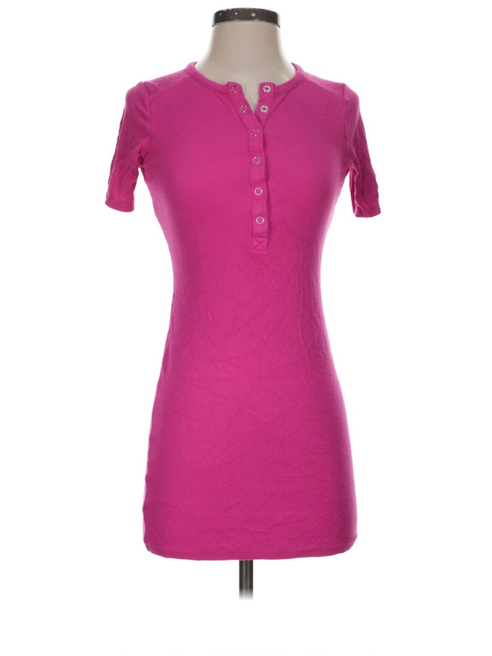 French Connection  Pink Snap-Front Short Sleeve Dress